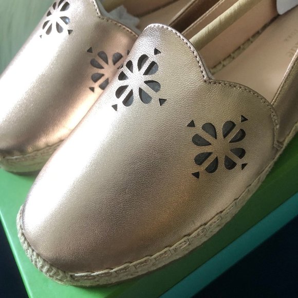 *2x HP* NIB! Kate Spade Gold Slip-On Espadrilles - Picture 8 of 14